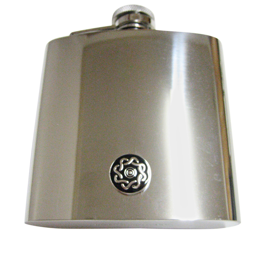 Shiny Round Celtic Design 6oz Flask